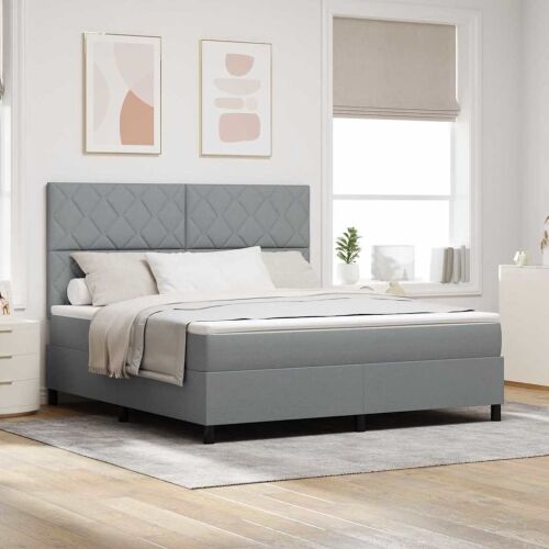 Box spring krevet Svijetlo siva 180 x 200 cm tkanina - Svjetlosiva 180 x 200 cm Dizajn s rombovima Cijena