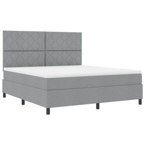 Box spring krevet Svijetlo siva 180 x 200 cm tkanina - Svjetlosiva 180 x 200 cm Dizajn s rombovima Cijena
