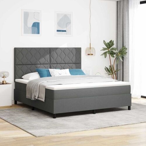 Box spring krevet Tamno siva 180 x 200 cm tkanina - Tamno siva 180 x 200 cm Dizajn s rombovima Cijena