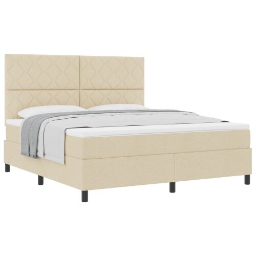 Box spring krevet s uzglavljem Krema 180 x 200 cm tkanina - Krema 180 x 200 cm Dizajn s rombovima Cijena