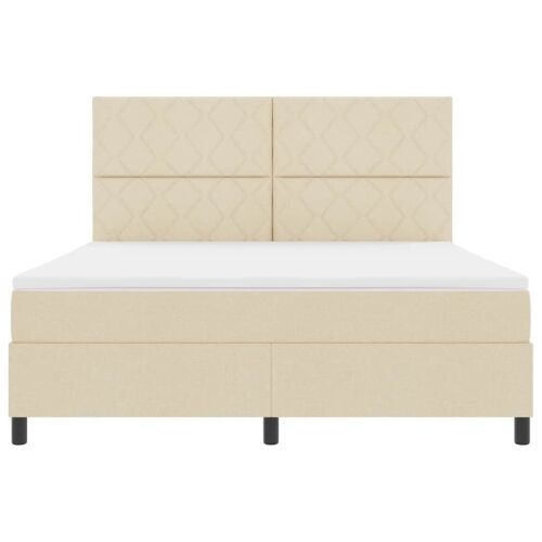 Box spring krevet s uzglavljem Krema 180 x 200 cm tkanina - Krema 180 x 200 cm Dizajn s rombovima Cijena