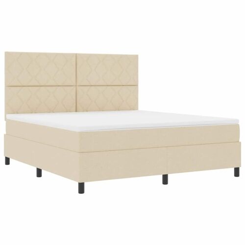 Box spring krevet s uzglavljem Krema 180 x 200 cm tkanina - Krema 180 x 200 cm Dizajn s rombovima Cijena