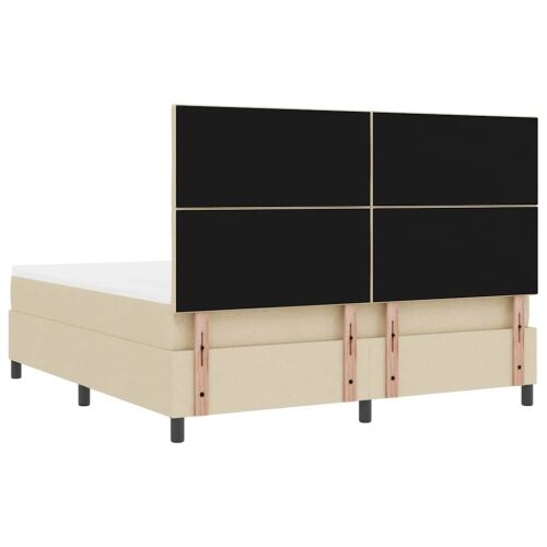 Box spring krevet s uzglavljem Krema 180 x 200 cm tkanina - Krema 180 x 200 cm Dizajn s rombovima Cijena