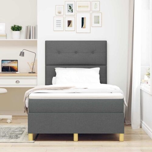 Box spring krevet Tamno siva 120 x 190 cm tkanina - Tamno siva 120 x 190 cm Prošiveno gumbima Cijena