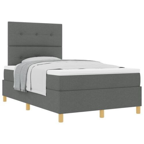 Box spring krevet Tamno siva 120 x 190 cm tkanina - Tamno siva 120 x 190 cm Prošiveno gumbima Cijena