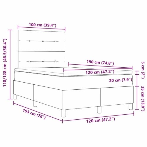 Box spring krevet Tamno smeđa 120 x 190 cm tkanina - Tamno smeđa 120 x 190 cm Prošiveno gumbima Cijena