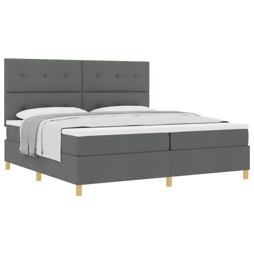 Box spring krevet Tamno siva 200 x 200 cm tkanina - Tamno siva 200 x 200 cm Prošiveno gumbima Cijena