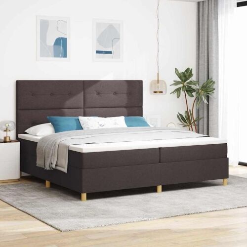 Box spring krevet Tamno smeđa 200 x 200 cm tkanina - Tamno smeđa 200 x 200 cm Prošiveno gumbima Cijena
