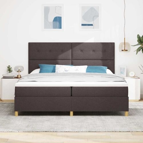 Box spring krevet Tamno smeđa 200 x 200 cm tkanina - Tamno smeđa 200 x 200 cm Prošiveno gumbima Cijena