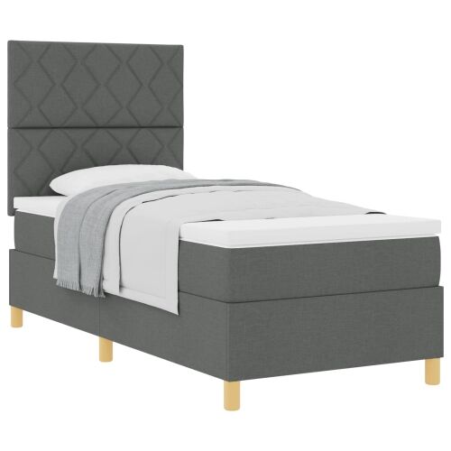 Box spring krevet Tamno siva 90 x 190 cm tkanina - Tamno siva 90 x 190 cm Dizajn s rombovima Cijena