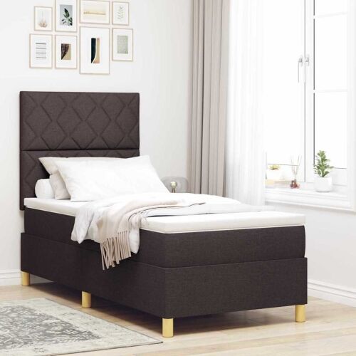 Box spring krevet Tamno smeđa 90 x 190 cm tkanina - Tamno smeđa 90 x 190 cm Dizajn s rombovima Cijena