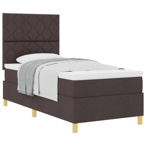 Box spring krevet Tamno smeđa 90 x 190 cm tkanina - Tamno smeđa 90 x 190 cm Dizajn s rombovima Cijena