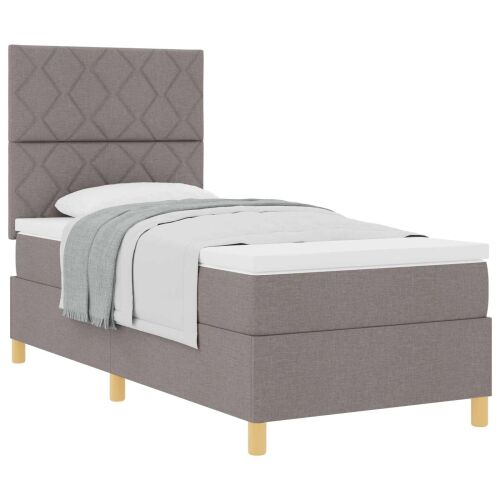 Box spring krevet Sivo-smeđa 90 x 190 cm tkanina - Sivo-smeđa 90 x 190 cm Dizajn s rombovima Cijena