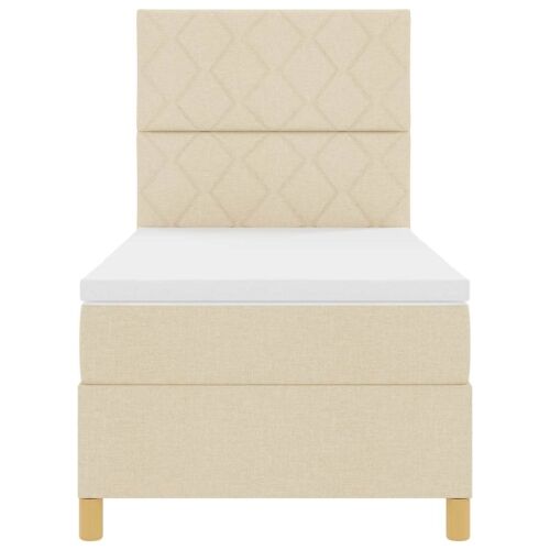 Box spring krevet s uzglavljem Krema 90 x 190 cm tkanina - Krema 90 x 190 cm Dizajn s rombovima Cijena