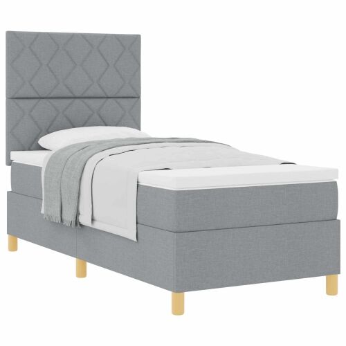 Box spring krevet Svijetlo siva 90 x 200 cm tkanina - Svjetlosiva 90 x 200 cm Dizajn s rombovima Cijena