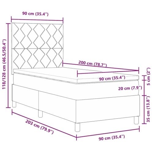 Box spring krevet Svijetlo siva 90 x 200 cm tkanina - Svjetlosiva 90 x 200 cm Dizajn s rombovima Cijena