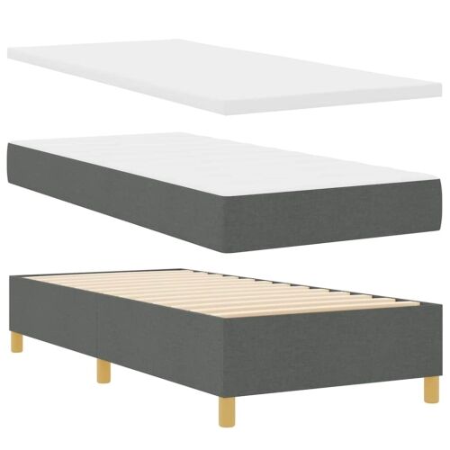 Box spring krevet Tamno siva 90 x 200 cm tkanina - Tamno siva 90 x 200 cm Dizajn s rombovima Cijena