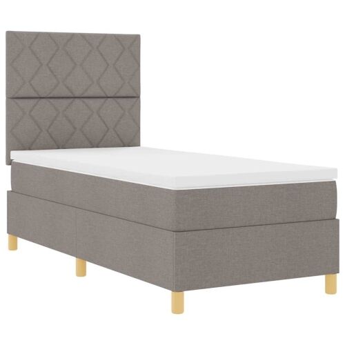 Box spring krevet Sivo-smeđa 90 x 200 cm tkanina - Sivo-smeđa 90 x 200 cm Dizajn s rombovima Cijena