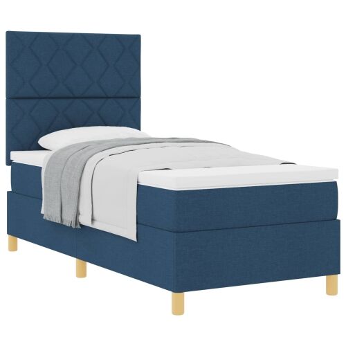 Box spring krevet s madracem Plava 90 x 200 cm tkanina - Plava 90 x 200 cm Dizajn dijamantskog bloka Cijena