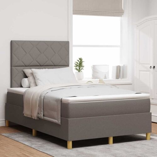 Box spring krevet Sivo-smeđa 120 x 190 cm tkanina - Sivo-smeđa 120 x 190 cm Dizajn s rombovima Cijena