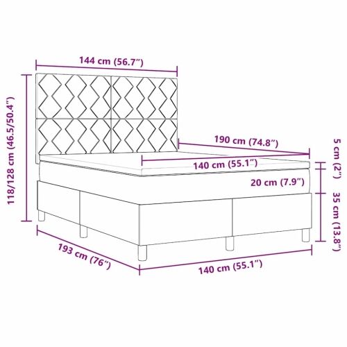 Box spring krevet Sivo-smeđa 140 x 190 cm tkanina - Sivo-smeđa 140 x 190 cm Dizajn s rombovima Cijena
