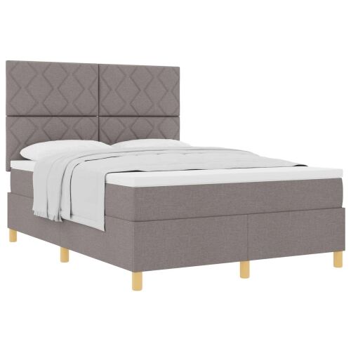 Box spring krevet Sivo-smeđa 140 x 190 cm tkanina - Sivo-smeđa 140 x 190 cm Dizajn s rombovima Cijena