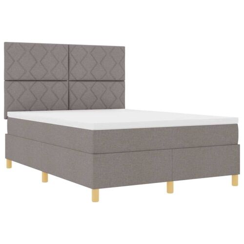Box spring krevet Sivo-smeđa 140 x 190 cm tkanina - Sivo-smeđa 140 x 190 cm Dizajn s rombovima Cijena