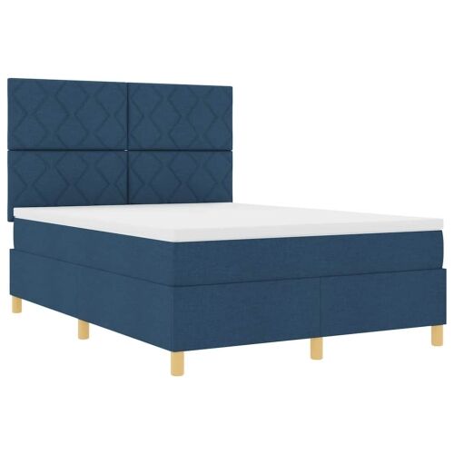 Box spring krevet s uzglavljem Plava 140 x 190 cm tkanina - Plava 140 x 190 cm Dizajn s rombovima Cijena