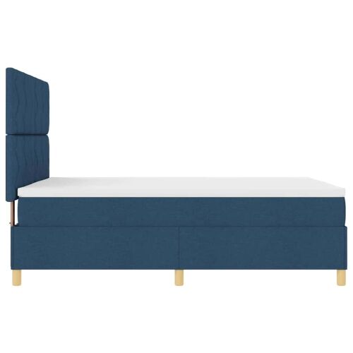 Box spring krevet s uzglavljem Plava 140 x 190 cm tkanina - Plava 140 x 190 cm Dizajn s rombovima Cijena
