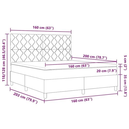 Box spring krevet s madracem Plava 160 x 200 cm tkanina - Plava 160 x 200 cm Dizajn dijamantskog bloka Cijena