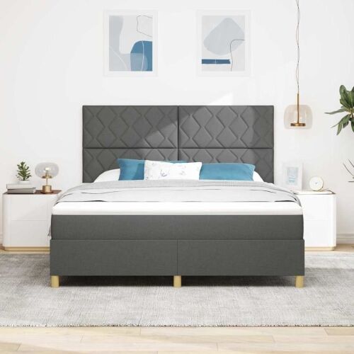 Box spring krevet Tamno siva 180 x 200 cm tkanina - Tamno siva 180 x 200 cm Dizajn s rombovima Cijena