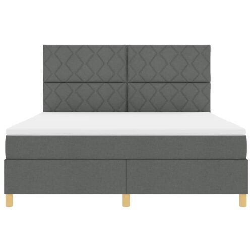Box spring krevet Tamno siva 180 x 200 cm tkanina - Tamno siva 180 x 200 cm Dizajn s rombovima Cijena