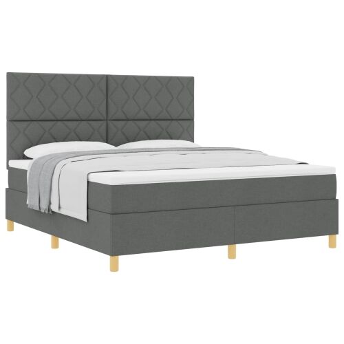 Box spring krevet Tamno siva 180 x 200 cm tkanina - Tamno siva 180 x 200 cm Dizajn s rombovima Cijena