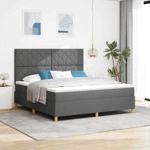 Box spring krevet Tamno siva 180 x 200 cm tkanina - Tamno siva 180 x 200 cm Dizajn s rombovima Cijena