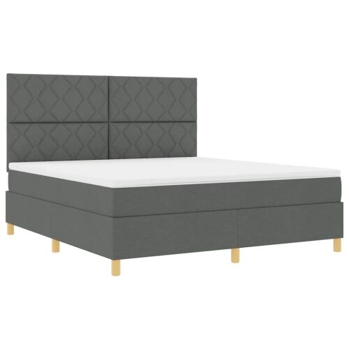 Box spring krevet Tamno siva 180 x 200 cm tkanina - Tamno siva 180 x 200 cm Dizajn s rombovima Cijena