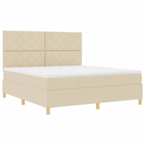 Box spring krevet s uzglavljem Krema 180 x 200 cm tkanina - Krema 180 x 200 cm Dizajn s rombovima Cijena
