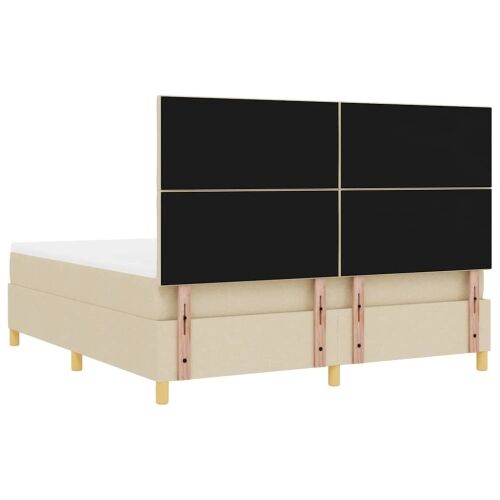 Box spring krevet s uzglavljem Krema 180 x 200 cm tkanina - Krema 180 x 200 cm Dizajn s rombovima Cijena