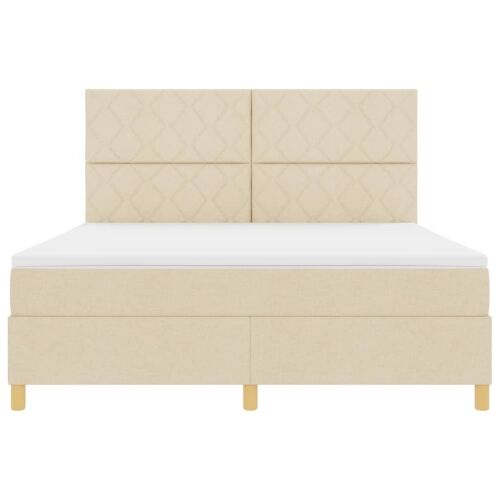 Box spring krevet s uzglavljem Krema 180 x 200 cm tkanina - Krema 180 x 200 cm Dizajn s rombovima Cijena