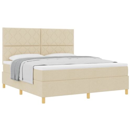Box spring krevet s uzglavljem Krema 180 x 200 cm tkanina - Krema 180 x 200 cm Dizajn s rombovima Cijena