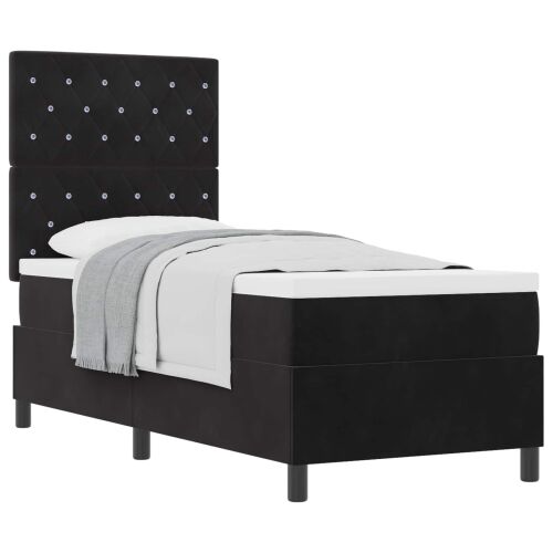 Box spring krevet s madracem Crna 80 x 200 cm Baršun - Crna 80 x 200 cm Kristal s dugmadima Cijena