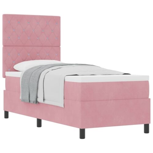 Box spring krevet s madracem Ružičasta 80 x 200 cm Baršun - Ružičasta 80 x 200 cm Kristal s dugmadima Cijena