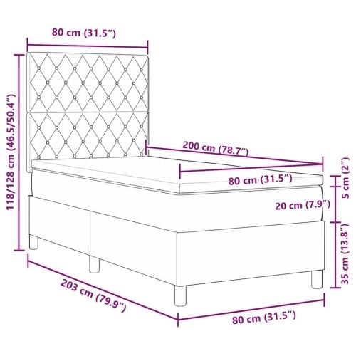 Box spring krevet s madracem Ružičasta 80 x 200 cm Baršun - Ružičasta 80 x 200 cm Kristal s dugmadima Cijena