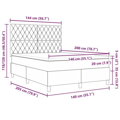 Box spring krevet s madracem Crna 140 x 200 cm Baršun - Crna 140 x 200 cm Kristal s dugmadima Cijena