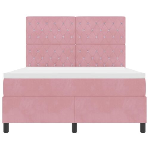 Box spring krevet s madracem Ružičasta 140 x 200 cm Baršun - Ružičasta 140 x 200 cm Kristal s dugmadima Cijena