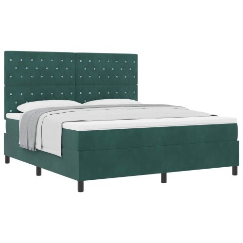 Box spring krevet Tamnozelena 180 x 200 cm Baršun - Tamnozelena 180 x 200 cm Kristal s dugmadima Cijena