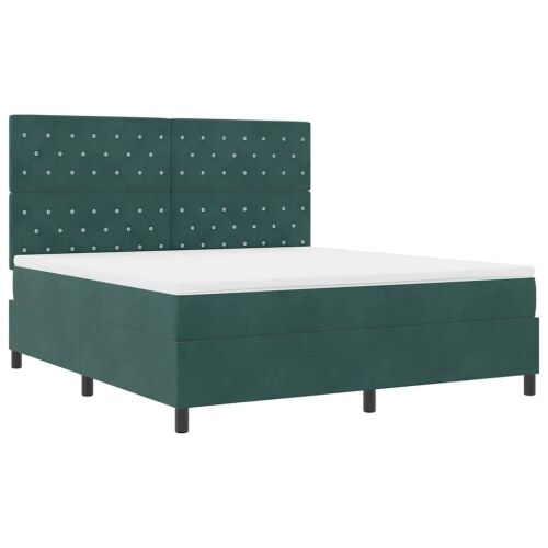 Box spring krevet Tamnozelena 180 x 200 cm Baršun - Tamnozelena 180 x 200 cm Kristal s dugmadima Cijena