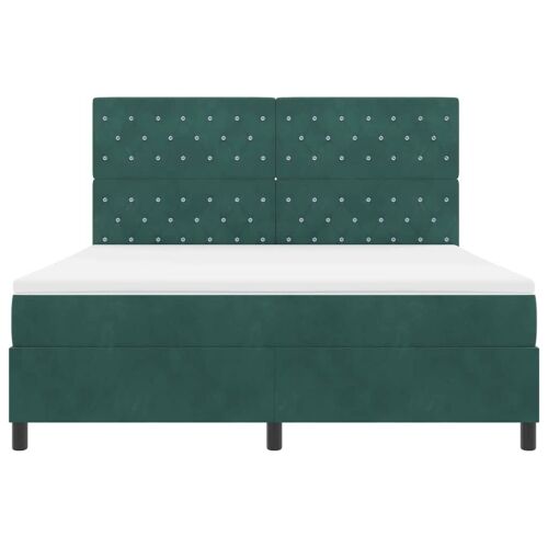 Box spring krevet Tamnozelena 180 x 200 cm Baršun - Tamnozelena 180 x 200 cm Kristal s dugmadima Cijena