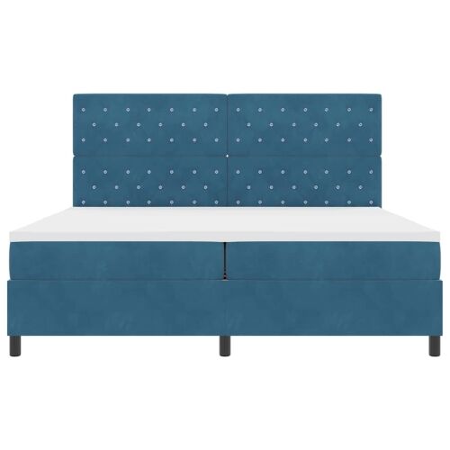 Box spring krevet Tamno plava 200 x 200 cm Baršun - Tamno plava 200 x 200 cm Kristal s dugmadima Cijena