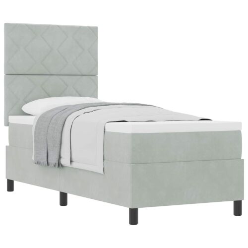 Box spring krevet Svijetlo siva 80 x 200 cm Baršun - Svjetlosiva 80 x 200 cm Dizajn s rombovima Cijena