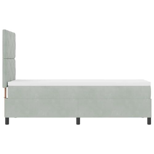 Box spring krevet Svijetlo siva 80 x 200 cm Baršun - Svjetlosiva 80 x 200 cm Dizajn s rombovima Cijena
